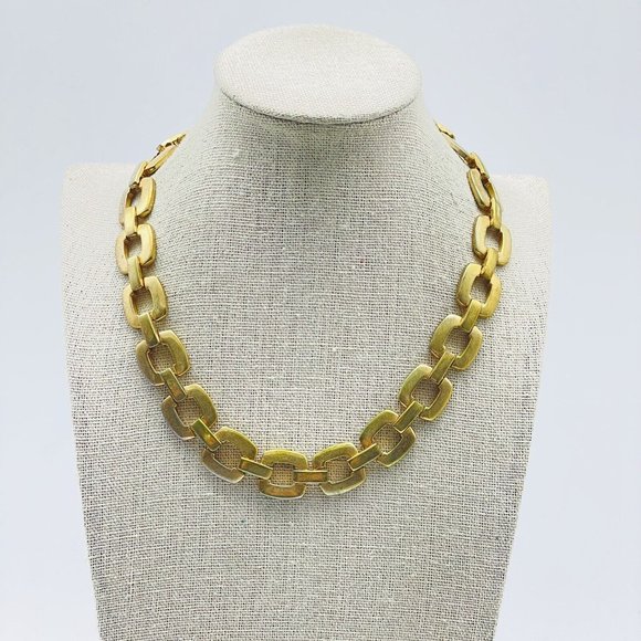 Square Link Chain Necklace Gold Tone Classic Classic Career Cosplay LARP - Picture 5 of 7